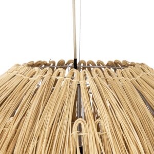 GloboStar® ARCHIPELAGO 01914 Boho Κρεμαστό Φωτιστικό Οροφής Μονόφωτο 1 x E27 AC220-240V IP20 – Φ120 x Υ140cm – Μπεζ Ξύλινο Πλέγμα – 5 Χρόνια Εγγύηση