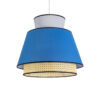 GloboStar® SAIGE 01918 Boho Κρεμαστό Φωτιστικό Οροφής Μονόφωτο 1 x E27 AC220-240V IP20 – Φ50 x Υ45cm – Μπεζ Μπαμπού Πλέγμα με Μπλε και Γκρι Υφασμάτινο Καπέλο