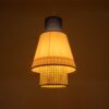 GloboStar® SAIGE 01921 Boho Κρεμαστό Φωτιστικό Οροφής Μονόφωτο 1 x E27 AC220-240V IP20 – Φ30 x Υ48cm – Μπεζ Μπαμπού Πλέγμα με Ροζ και Μπλε Υφασμάτινο Καπέλο – 5 Χρόνια Εγγύηση