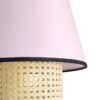 GloboStar® SAIGE 01921 Boho Κρεμαστό Φωτιστικό Οροφής Μονόφωτο 1 x E27 AC220-240V IP20 – Φ30 x Υ48cm – Μπεζ Μπαμπού Πλέγμα με Ροζ και Μπλε Υφασμάτινο Καπέλο – 5 Χρόνια Εγγύηση