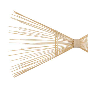 GloboStar® FISH 01927 Μοντέρνο Κρεμαστό Φωτιστικό Οροφής 2 x E27 AC 220-240V IP20 – Μ130 x Π42 x Υ42cm – Μπεζ Ξύλινο Πλέγμα