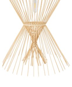 GloboStar® YOSHI 01928 Boho Κρεμαστό Φωτιστικό Οροφής Μονόφωτο 1 x E27 AC220-240V IP20 – Φ35 x Υ60cm – Μπεζ Ξύλινο Πλέγμα – 5 Χρόνια Εγγύηση