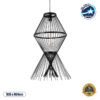 GloboStar® YOSHI 01929 Boho Κρεμαστό Φωτιστικό Οροφής Μονόφωτο 1 x E27 AC220-240V IP20 – Φ35 x Υ60cm – Μαύρο Ξύλινο Πλέγμα – 5 Χρόνια Εγγύηση