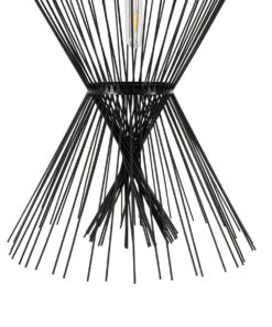 GloboStar® YOSHI 01929 Boho Κρεμαστό Φωτιστικό Οροφής Μονόφωτο 1 x E27 AC220-240V IP20 – Φ35 x Υ60cm – Μαύρο Ξύλινο Πλέγμα – 5 Χρόνια Εγγύηση