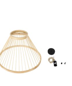 GloboStar® TYGEE 01930 Boho Κρεμαστό Φωτιστικό Οροφής Μονόφωτο 1 x E27 AC220-240V IP20 – Φ35 x Υ22cm – Μπεζ Ξύλινο Πλέγμα – 5 Χρόνια Εγγύηση