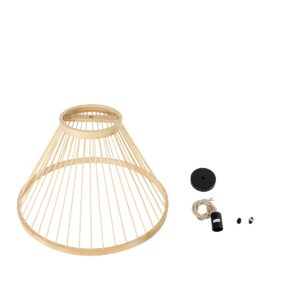 GloboStar® TYGEE 01930 Boho Κρεμαστό Φωτιστικό Οροφής Μονόφωτο 1 x E27 AC220-240V IP20 – Φ35 x Υ22cm – Μπεζ Ξύλινο Πλέγμα – 5 Χρόνια Εγγύηση