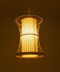 GloboStar® TIKI 01932 Boho Κρεμαστό Φωτιστικό Οροφής Μονόφωτο 1 x E27 AC220-240V IP20 – Φ30 x Υ40cm – Μπεζ Ξύλινο Πλέγμα – 5 Years Warranty