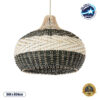 GloboStar® BARBADOS 01946 Boho Κρεμαστό Φωτιστικό Οροφής Μονόφωτο 1 x E27 AC220-240V IP20 – Φ40 x Υ34cm – Μπεζ – Χακί Ξύλινο Πλέγμα Καμπάνα – 5 Χρόνια Εγγύηση