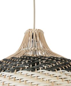 GloboStar® BARBADOS 01946 Boho Κρεμαστό Φωτιστικό Οροφής Μονόφωτο 1 x E27 AC220-240V IP20 – Φ40 x Υ34cm – Μπεζ – Χακί Ξύλινο Πλέγμα Καμπάνα – 5 Χρόνια Εγγύηση