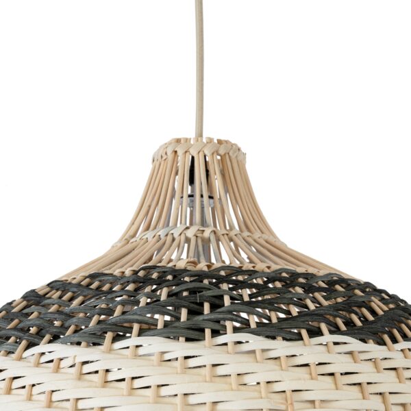 GloboStar® BARBADOS 01946 Boho Κρεμαστό Φωτιστικό Οροφής Μονόφωτο 1 x E27 AC220-240V IP20 – Φ40 x Υ34cm – Μπεζ – Χακί Ξύλινο Πλέγμα Καμπάνα – 5 Χρόνια Εγγύηση