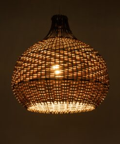 GloboStar® SEYCHELLES 01948 Boho Κρεμαστό Φωτιστικό Οροφής Μονόφωτο 1 x E27 AC220-240V IP20 – Φ40 x Υ40cm – Μπεζ Καφέ – Χακί Ξύλινο Πλέγμα Καμπάνα – 5 Χρόνια Εγγύηση