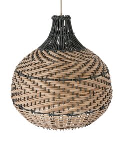GloboStar® SEYCHELLES 01948 Boho Κρεμαστό Φωτιστικό Οροφής Μονόφωτο 1 x E27 AC220-240V IP20 – Φ40 x Υ40cm – Μπεζ Καφέ – Χακί Ξύλινο Πλέγμα Καμπάνα – 5 Χρόνια Εγγύηση