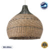 GloboStar® SEYCHELLES 01949 Boho Κρεμαστό Φωτιστικό Οροφής Μονόφωτο 1 x E27 AC220-240V IP20 – Φ60 x Υ60cm – Μπεζ Καφέ – Χακί Ξύλινο Πλέγμα Καμπάνα – 5 Χρόνια Εγγύηση