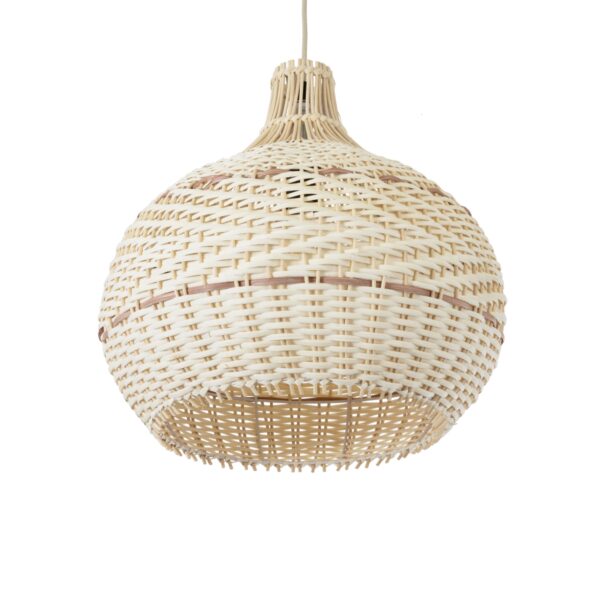 GloboStar® SANTACRUZ 01950 Boho Κρεμαστό Φωτιστικό Οροφής Μονόφωτο 1 x E27 AC220-240V IP20 – Φ40 x Υ40cm – Μπεζ – Καφέ Ξύλινο Πλέγμα Καμπάνα – 5 Χρόνια Εγγύηση
