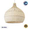GloboStar® SANTACRUZ 01951 Boho Κρεμαστό Φωτιστικό Οροφής Μονόφωτο 1 x E27 AC220-240V IP20 – Φ60 x Υ60cm – Μπεζ – Καφέ Ξύλινο Πλέγμα Καμπάνα – 5 Χρόνια Εγγύηση