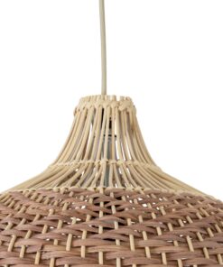 GloboStar® PANAMA 01952 Boho Κρεμαστό Φωτιστικό Οροφής Μονόφωτο 1 x E27 AC220-240V IP20 – Φ40 x Υ34cm – Μπεζ – Καφέ Ξύλινο Πλέγμα Καμπάνα – 5 Χρόνια Εγγύηση