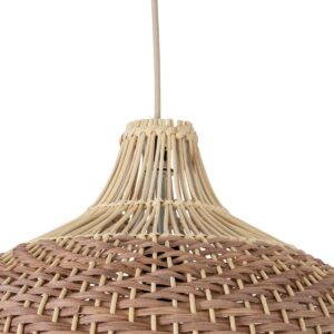 GloboStar® PANAMA 01952 Boho Κρεμαστό Φωτιστικό Οροφής Μονόφωτο 1 x E27 AC220-240V IP20 – Φ40 x Υ34cm – Μπεζ – Καφέ Ξύλινο Πλέγμα Καμπάνα – 5 Χρόνια Εγγύηση