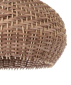 GloboStar® PANAMA 01952 Boho Κρεμαστό Φωτιστικό Οροφής Μονόφωτο 1 x E27 AC220-240V IP20 – Φ40 x Υ34cm – Μπεζ – Καφέ Ξύλινο Πλέγμα Καμπάνα – 5 Χρόνια Εγγύηση