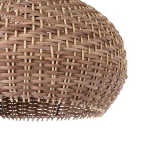 GloboStar® PANAMA 01952 Boho Κρεμαστό Φωτιστικό Οροφής Μονόφωτο 1 x E27 AC220-240V IP20 – Φ40 x Υ34cm – Μπεζ – Καφέ Ξύλινο Πλέγμα Καμπάνα – 5 Χρόνια Εγγύηση