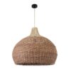 GloboStar® PANAMA 01953 Boho Κρεμαστό Φωτιστικό Οροφής Μονόφωτο 1 x E27 AC220-240V IP20 – Φ60 x Υ60cm – Μπεζ – Καφέ Ξύλινο Πλέγμα Καμπάνα – 5 Χρόνια Εγγύηση