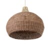 GloboStar® PANAMA 01953 Boho Κρεμαστό Φωτιστικό Οροφής Μονόφωτο 1 x E27 AC220-240V IP20 – Φ60 x Υ60cm – Μπεζ – Καφέ Ξύλινο Πλέγμα Καμπάνα – 5 Χρόνια Εγγύηση