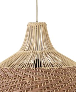 GloboStar® PANAMA 01953 Boho Κρεμαστό Φωτιστικό Οροφής Μονόφωτο 1 x E27 AC220-240V IP20 – Φ60 x Υ60cm – Μπεζ – Καφέ Ξύλινο Πλέγμα Καμπάνα – 5 Χρόνια Εγγύηση