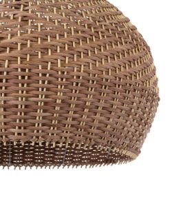 GloboStar® PANAMA 01953 Boho Κρεμαστό Φωτιστικό Οροφής Μονόφωτο 1 x E27 AC220-240V IP20 – Φ60 x Υ60cm – Μπεζ – Καφέ Ξύλινο Πλέγμα Καμπάνα – 5 Χρόνια Εγγύηση