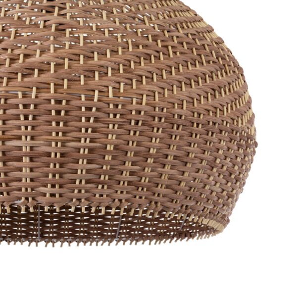 GloboStar® PANAMA 01953 Boho Κρεμαστό Φωτιστικό Οροφής Μονόφωτο 1 x E27 AC220-240V IP20 – Φ60 x Υ60cm – Μπεζ – Καφέ Ξύλινο Πλέγμα Καμπάνα – 5 Χρόνια Εγγύηση