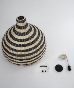 GloboStar® JAMAICA 01954 Boho Κρεμαστό Φωτιστικό Οροφής Μονόφωτο 1 x E27 AC220-240V IP20 – Φ40 x Υ37cm – Μπεζ – Χακί Ξύλινο Πλέγμα Καμπάνα – 5 Χρόνια Εγγύηση