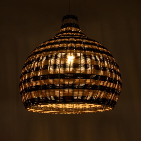 GloboStar® JAMAICA 01954 Boho Κρεμαστό Φωτιστικό Οροφής Μονόφωτο 1 x E27 AC220-240V IP20 – Φ40 x Υ37cm – Μπεζ – Χακί Ξύλινο Πλέγμα Καμπάνα – 5 Χρόνια Εγγύηση