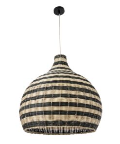 GloboStar® JAMAICA 01954 Boho Κρεμαστό Φωτιστικό Οροφής Μονόφωτο 1 x E27 AC220-240V IP20 – Φ40 x Υ37cm – Μπεζ – Χακί Ξύλινο Πλέγμα Καμπάνα – 5 Χρόνια Εγγύηση