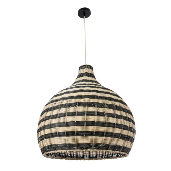 GloboStar® JAMAICA 01954 Boho Κρεμαστό Φωτιστικό Οροφής Μονόφωτο 1 x E27 AC220-240V IP20 – Φ40 x Υ37cm – Μπεζ – Χακί Ξύλινο Πλέγμα Καμπάνα – 5 Χρόνια Εγγύηση