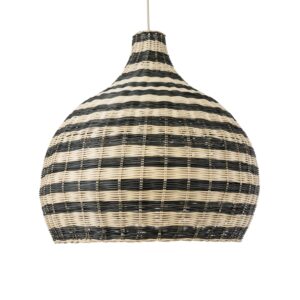 GloboStar® JAMAICA 01954 Boho Κρεμαστό Φωτιστικό Οροφής Μονόφωτο 1 x E27 AC220-240V IP20 – Φ40 x Υ37cm – Μπεζ – Χακί Ξύλινο Πλέγμα Καμπάνα – 5 Χρόνια Εγγύηση