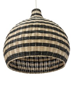 GloboStar® JAMAICA 01954 Boho Κρεμαστό Φωτιστικό Οροφής Μονόφωτο 1 x E27 AC220-240V IP20 – Φ40 x Υ37cm – Μπεζ – Χακί Ξύλινο Πλέγμα Καμπάνα – 5 Χρόνια Εγγύηση