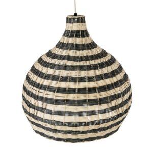 GloboStar® JAMAICA 01954 Boho Κρεμαστό Φωτιστικό Οροφής Μονόφωτο 1 x E27 AC220-240V IP20 – Φ40 x Υ37cm – Μπεζ – Χακί Ξύλινο Πλέγμα Καμπάνα – 5 Χρόνια Εγγύηση
