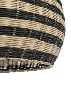 GloboStar® JAMAICA 01954 Boho Κρεμαστό Φωτιστικό Οροφής Μονόφωτο 1 x E27 AC220-240V IP20 – Φ40 x Υ37cm – Μπεζ – Χακί Ξύλινο Πλέγμα Καμπάνα – 5 Χρόνια Εγγύηση