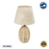 GloboStar® HASUMI 01956 Boho Επιτραπέζιο Φωτιστικό Πορτατίφ Μονόφωτο 1 x E27 AC220-240V IP20 – Φ23 x Υ40cm – Μπεζ Ξύλινο Ρατάν Πλέγμα με Μπεζ Καπέλο – 5 Χρόνια Εγγύηση
