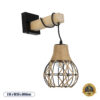 GloboStar® BELLARIVA 01962 Boho Φωτιστικό Τοίχου – Απλίκα Μονόφωτο 1 x E27 AC 220-240V IP20 – Μ10 x Π26 x Υ40cm – Μαύρο Μεταλλικό με Ξύλο και Μπεζ Σχοινί Πλεγμα – 5 Χρόνια Εγγύηση