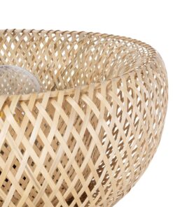 GloboStar® POPPY 01983 Boho Επιδαπέδιο Φωτιστικό Μονόφωτο 1 x E27 IP20 Μπεζ Ξύλο – Μ58 x Π58 x Υ143cm