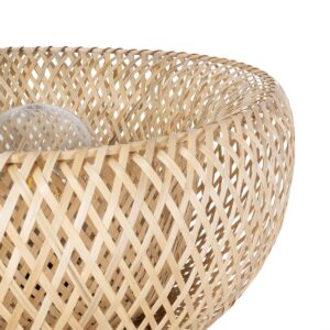 GloboStar® POPPY 01983 Boho Επιδαπέδιο Φωτιστικό Μονόφωτο 1 x E27 IP20 Μπεζ Ξύλο – Μ58 x Π58 x Υ143cm