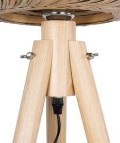 GloboStar® POPPY 01983 Boho Επιδαπέδιο Φωτιστικό Μονόφωτο 1 x E27 IP20 Μπεζ Ξύλο – Μ58 x Π58 x Υ143cm