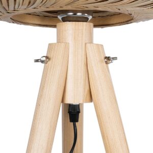 GloboStar® POPPY 01983 Boho Επιδαπέδιο Φωτιστικό Μονόφωτο 1 x E27 IP20 Μπεζ Ξύλο – Μ58 x Π58 x Υ143cm