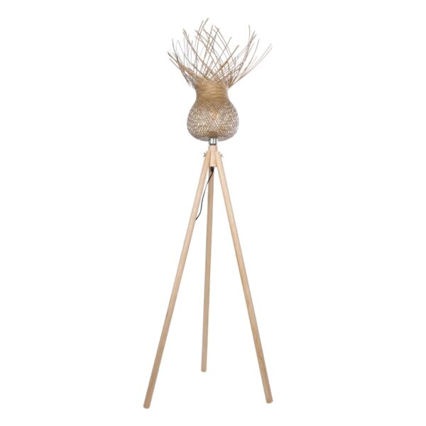 GloboStar® POPPY 01984 Boho Επιδαπέδιο Φωτιστικό Μονόφωτο 1 x E27 IP20 Μπεζ Ξύλο – Μ58 x Π58 x Υ168cm