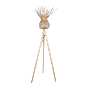 GloboStar® POPPY 01984 Boho Επιδαπέδιο Φωτιστικό Μονόφωτο 1 x E27 IP20 Μπεζ Ξύλο – Μ58 x Π58 x Υ168cm