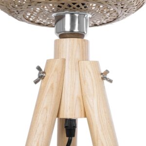 GloboStar® POPPY 01984 Boho Επιδαπέδιο Φωτιστικό Μονόφωτο 1 x E27 IP20 Μπεζ Ξύλο – Μ58 x Π58 x Υ168cm