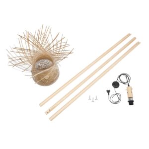 GloboStar® POPPY 01984 Boho Επιδαπέδιο Φωτιστικό Μονόφωτο 1 x E27 IP20 Μπεζ Ξύλο – Μ58 x Π58 x Υ168cm