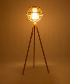 GloboStar® POPPY 01985 Boho Επιδαπέδιο Φωτιστικό Μονόφωτο 1 x E27 IP20 Μπεζ Ξύλο – Μ58 x Π58 x Υ151cm