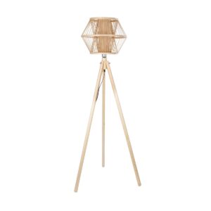GloboStar® POPPY 01985 Boho Επιδαπέδιο Φωτιστικό Μονόφωτο 1 x E27 IP20 Μπεζ Ξύλο – Μ58 x Π58 x Υ151cm