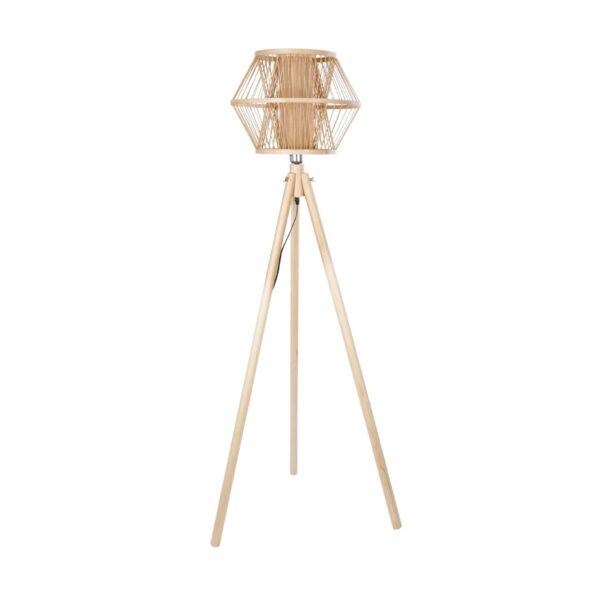 GloboStar® POPPY 01985 Boho Επιδαπέδιο Φωτιστικό Μονόφωτο 1 x E27 IP20 Μπεζ Ξύλο – Μ58 x Π58 x Υ151cm
