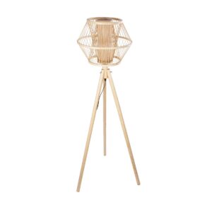 GloboStar® POPPY 01985 Boho Επιδαπέδιο Φωτιστικό Μονόφωτο 1 x E27 IP20 Μπεζ Ξύλο – Μ58 x Π58 x Υ151cm